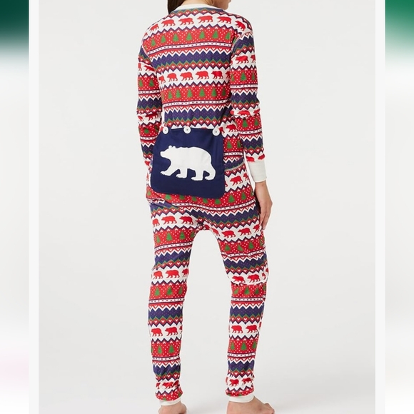 ITTLE BLUE HOUSE Hatley Isle Bear Onesis Adult Size 8 Christmas Winter - Picture 2 of 10